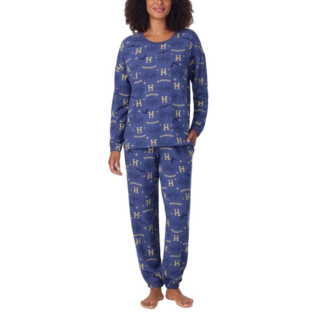 NWT Harry Potter Women's 2-Pc Printed Long Sleeve Soft Jersey Pajama Lounge Set